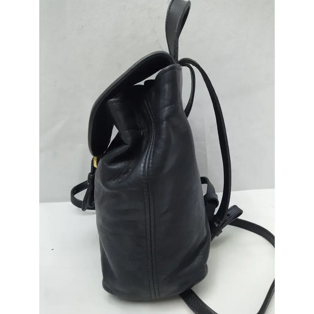 Coach Black Leather Buckle Flap Closure Top Handle Backpack -Vintage Made in USA